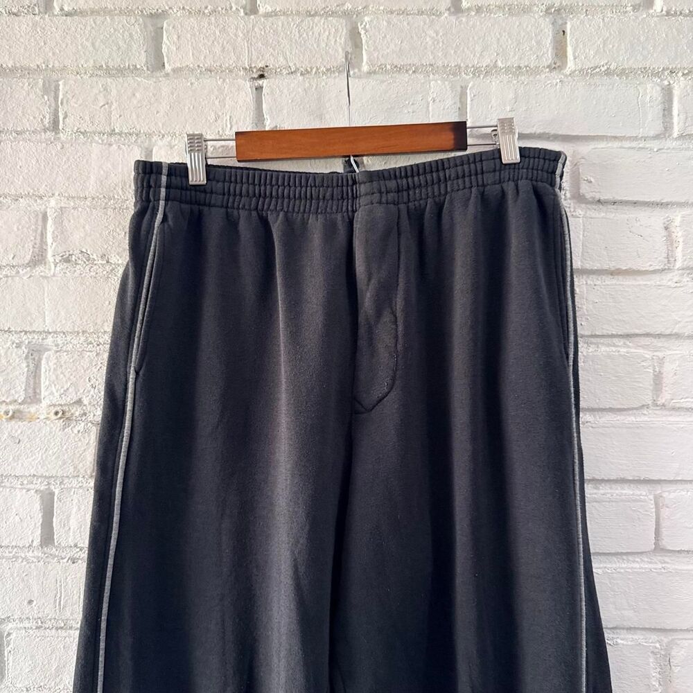 Vintage John Blair Wide Leg Faded Black Striped Baggy Sweatpants 00s Size Large